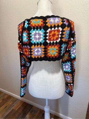 Dazy - Black Multi-Color Crochet Shrug Bolero - Women's Size Large
